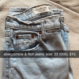 light washed denim jeans.